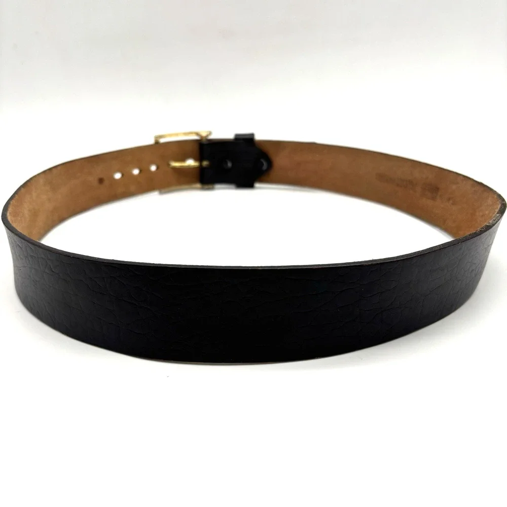 Vintage 70s SEARS 40381 Black Full Grain Steerhide Leather Western Belt 36